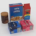 Decorative Ornament Set With Colorful Cereal Milk And Snack Packages For Kitchen
