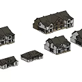 Various Single Family House Exterior Designs With Different Roof Styles And Window Details