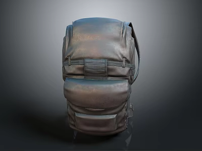Dark Brown Leather Backpack With Multiple Compartments And Adjustable Straps 3d model