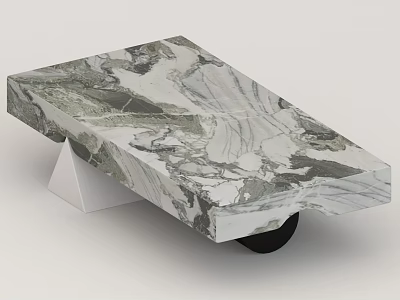 Modern Coffee Table With Marble Patterned Top And White Angular Base 3d model