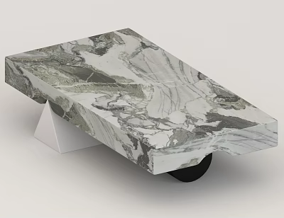 Modern Coffee Table With Marble Patterned Top And White Angular Base 3d model