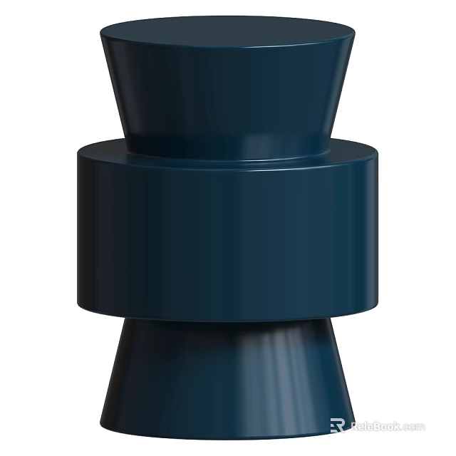 Navy Blue Modern Side Table With Cylindrical Layered Sleek Surface Design 3d model 