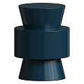 Navy Blue Modern Side Table With Cylindrical Layered Sleek Surface Design
