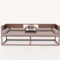 Traditional Chinese Daybed With Wooden Frame Soft Cushions And Small Coffee Table