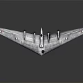 Model Airplane with Triangular Wings Four Propellers Silver Gray Color on Dark Background 3d model