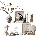 Artistic Decorative Ornament Combination With Vase Branches Framed Art Sculptures Geometric Decor And Candle Holders