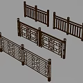 Ornate Metal Railings With Intricate Carved Patterns And Traditional Design Elements 3d model