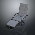 Modern Gray Padded Recliner Chair With Matching Ottoman And Curved Arms