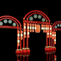 Chinese Style Photo Check In Spot With Red Arches Round Decorations And Lanterns