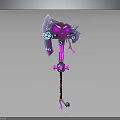 Fantasy Glowing Axe Weapon Design With Purple Pink Accents And Intricate Patterns