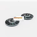 Two Circular Black Flying Saucers With Green Lights On White Background 3d model
