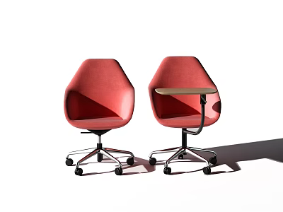 Modern Red Office Chair With Attached Small Table Metal Base And Wheels 3d model