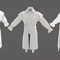 White Long Belted Coat Fashion Design Shown In Three Angles