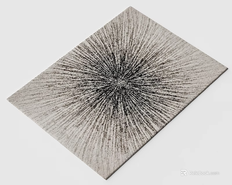 Square Decorative Rug Featuring Radiant Starburst Design With Neutral Gray Tones 3d model