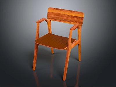 Modern Wooden Leisure Chair With Armrests Simple Design And Natural Wood Finish 3d model