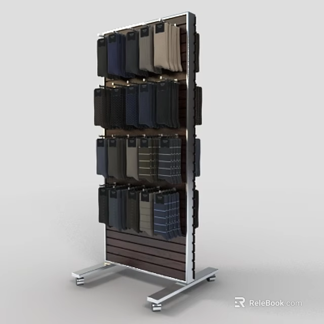 Clothing Display Rack With Wheels And Multiple Layers For Hanging Various Colored Striped Pants 3d model 