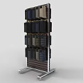 Clothing Display Rack With Wheels And Multiple Layers For Hanging Various Colored Striped Pants