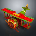 Vintage Colorful Wooden Biplane Model For Space Themed Kids Room Decor