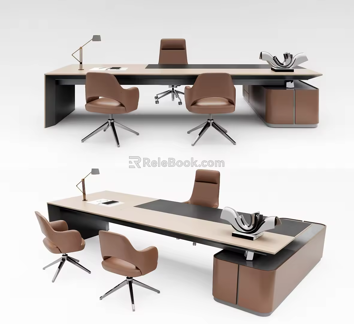 Modern manager office desk and chair desk 3d model
