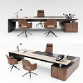 Modern manager office desk and chair desk 3d model