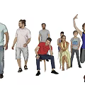 Diverse Group Of People In Casual Clothes With Walking Sitting Jumping Activities On Light Background
