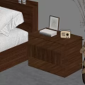 Wooden Nightstand With Drawer And Top Book Photo Frame Radio In Bedroom