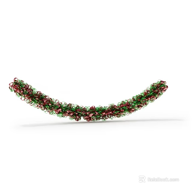 Curved Decorative Ornament Set with Red Green and Gold Beads for Home Decoration 3d model 