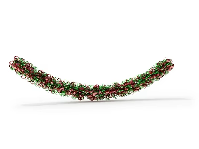Curved Decorative Ornament Set with Red Green and Gold Beads for Home Decoration 3d model