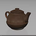 Brown Ceramic Teapot for Daily Use with Traditional Design and Smooth Handle 3d model