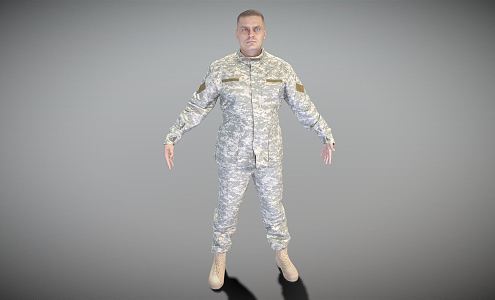 Modern men brave men in American military uniforms Soldiers 3d model