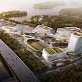 Modern Tourist Center Complex With Green Roofs River Views And Landscaped Areas