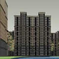 Urban Park Area With Tall Buildings Trees And Pavilion Where People Gather