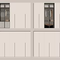 Modern Wardrobe Interior With Glass Doors Hanging Rods And Storage Compartments