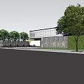 Modern Garden Landscape Design With Green Wall Trees And Entrance Area