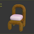 Modern Orange Chair With Curved Frame And White Padded Seat Design