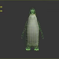 3D Penguin Model With Black And White Feathers And Orange Beak Standing On Gray Background