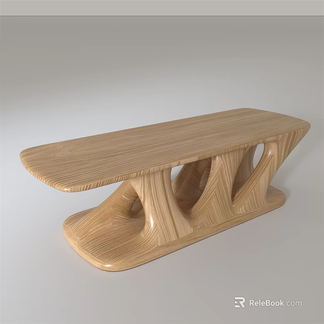 Wooden Dining Table With Unique Tree Like Legs Natural Wood Texture And Modern Artistic Design 3d model 