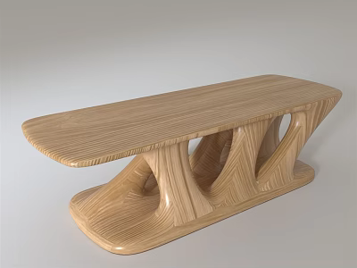 Wooden Dining Table With Unique Tree Like Legs Natural Wood Texture And Modern Artistic Design 3d model