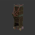 Ancient Siege Tower Model With Wooden Structure Wheels Ladder And Rope Details