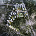 Aerial Planning of Urban Residential Layout With High Rise Buildings Green Spaces And Roads