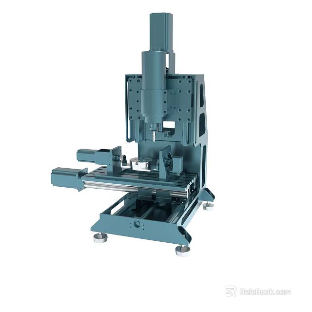 Precision Industrial Equipment With Vertical Column And Horizontal Base Metal Construction Mechanical Components 3d model 