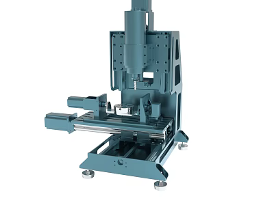 Precision Industrial Equipment With Vertical Column And Horizontal Base Metal Construction Mechanical Components 3d model