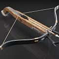 Traditional Wooden And Metal Crossbow Weapon With Arrow Bowstring And Mechanical Structure