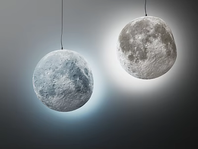 Two Moon Shaped Pendant Lights With Textured Surface For Modern Interior Design 3d model
