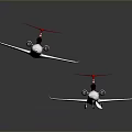 Red And White Airplanes Flying In Gray Background With Streamlined Design 3d model