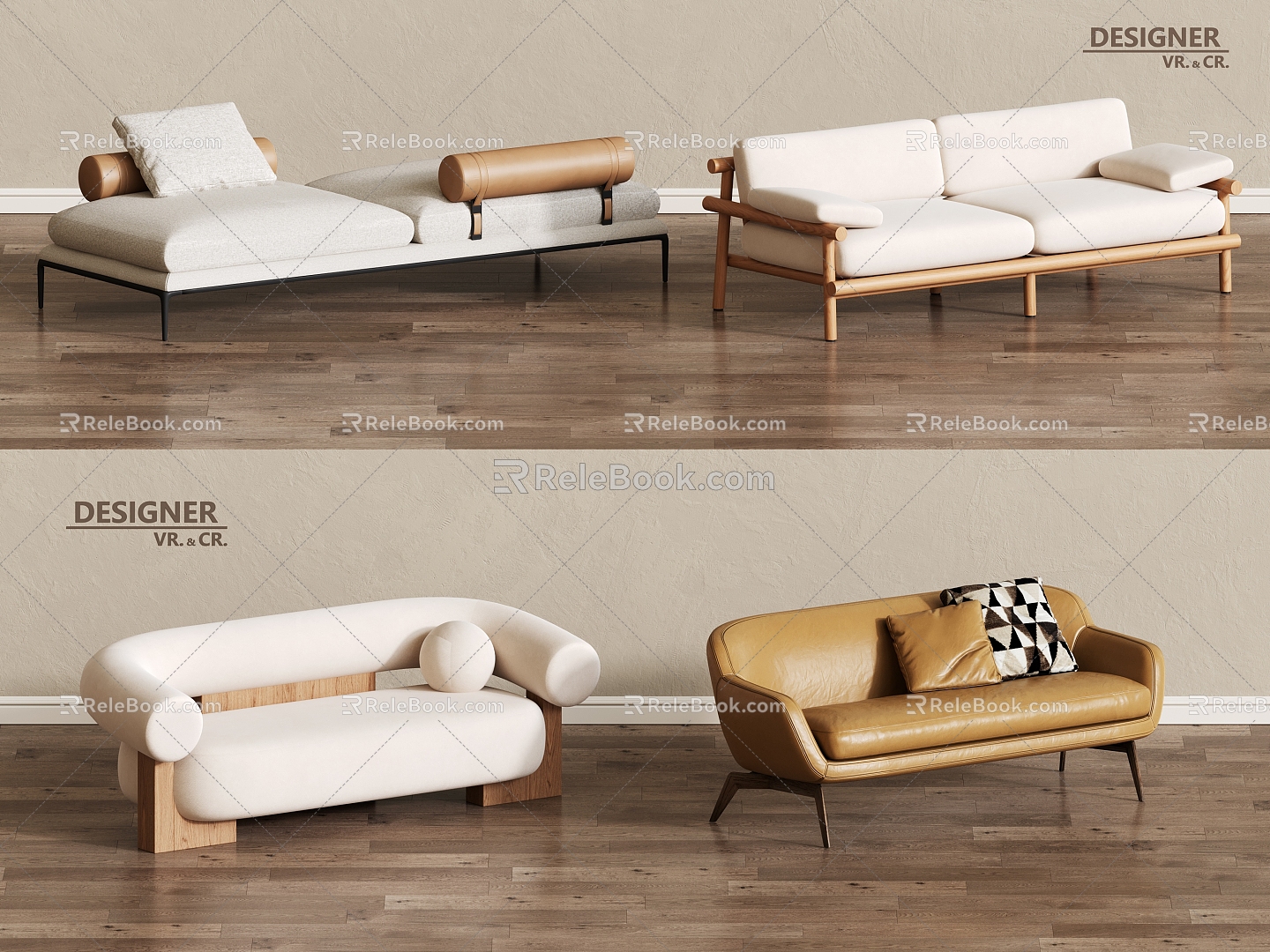 Modern Double Sofa Sofa Leather Sofa 3d model