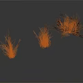 Three Clumps of Dry Grass on White Background with Natural Texture