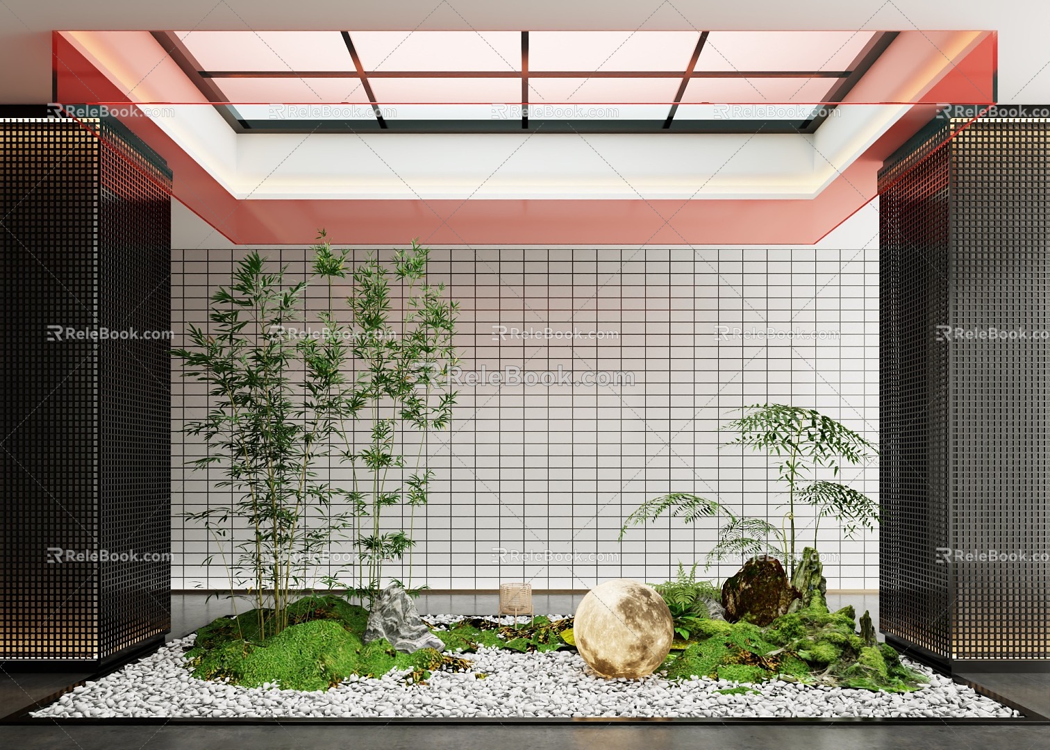 Indoor Landscape Landscaping Stone Bryophytes 3d model