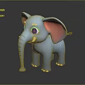 Adorable Blue 3D Cartoon Elephant Featuring Pink Ears And Big Eyes