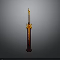 Fiery Flaming Sword Weapon Featuring Red Orange Blade And Decorative Hilt